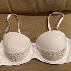 Women's White Push Up Bra Converts to Strapless Size 38C Like New Lace